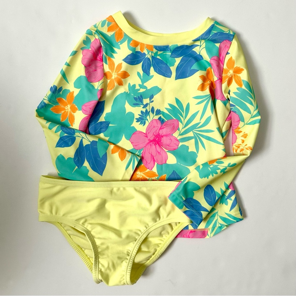 Floral Kids Swim Set - Yellow and Pink